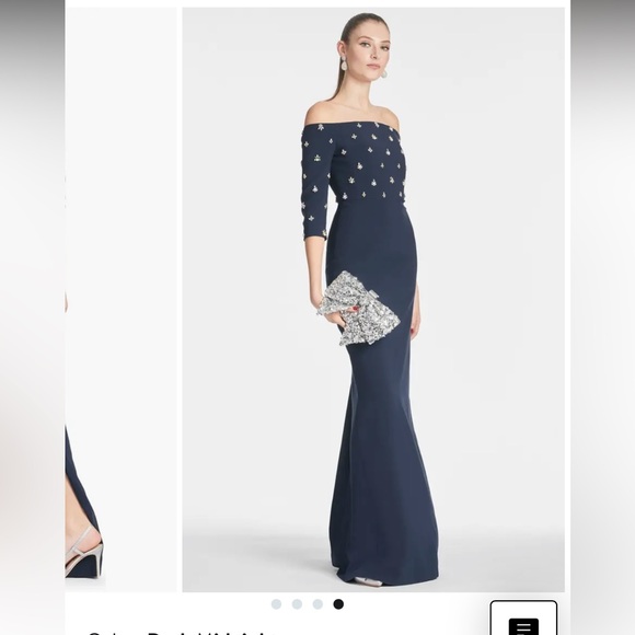 NWOT- SACHIN & BABI Amarette Crystal Detail Off the Shoulder Stretch Crepe Gown - Picture 6 of 16